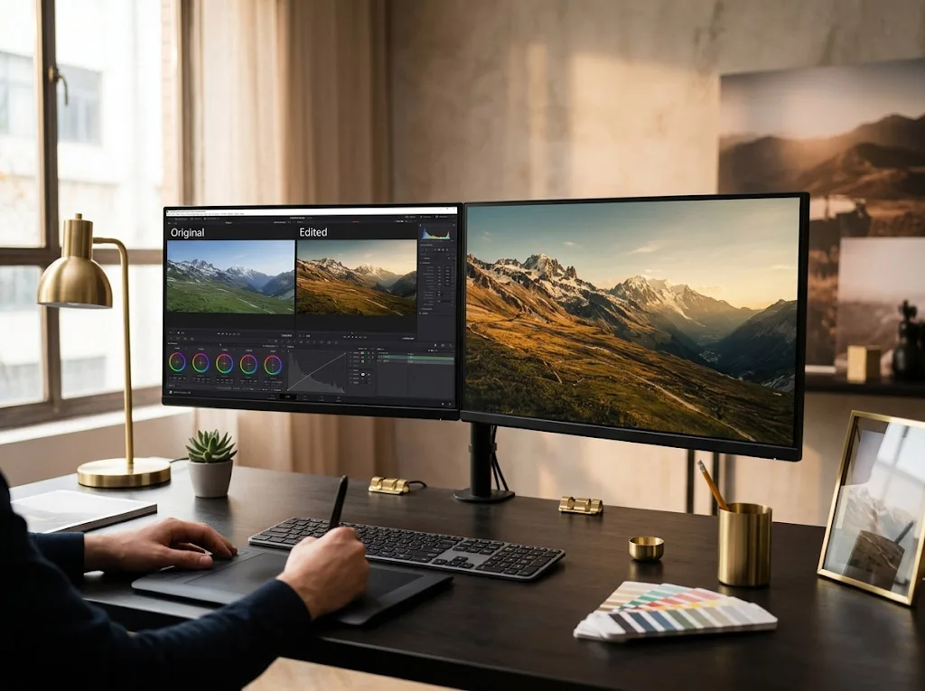 Karine au travail — design et traitement artistique K.B CRÉATEURS