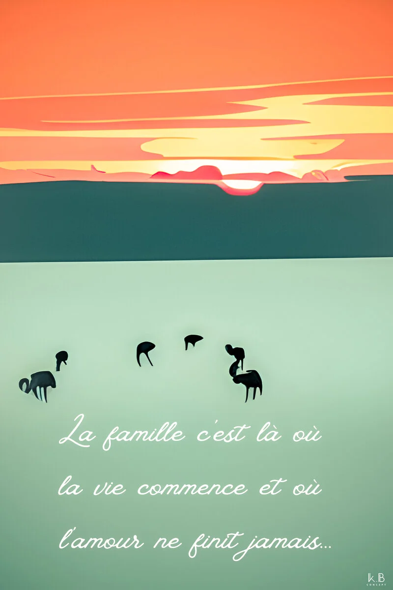 L'amour familiale — flamants roses Camargue, K.B CONCEPT
