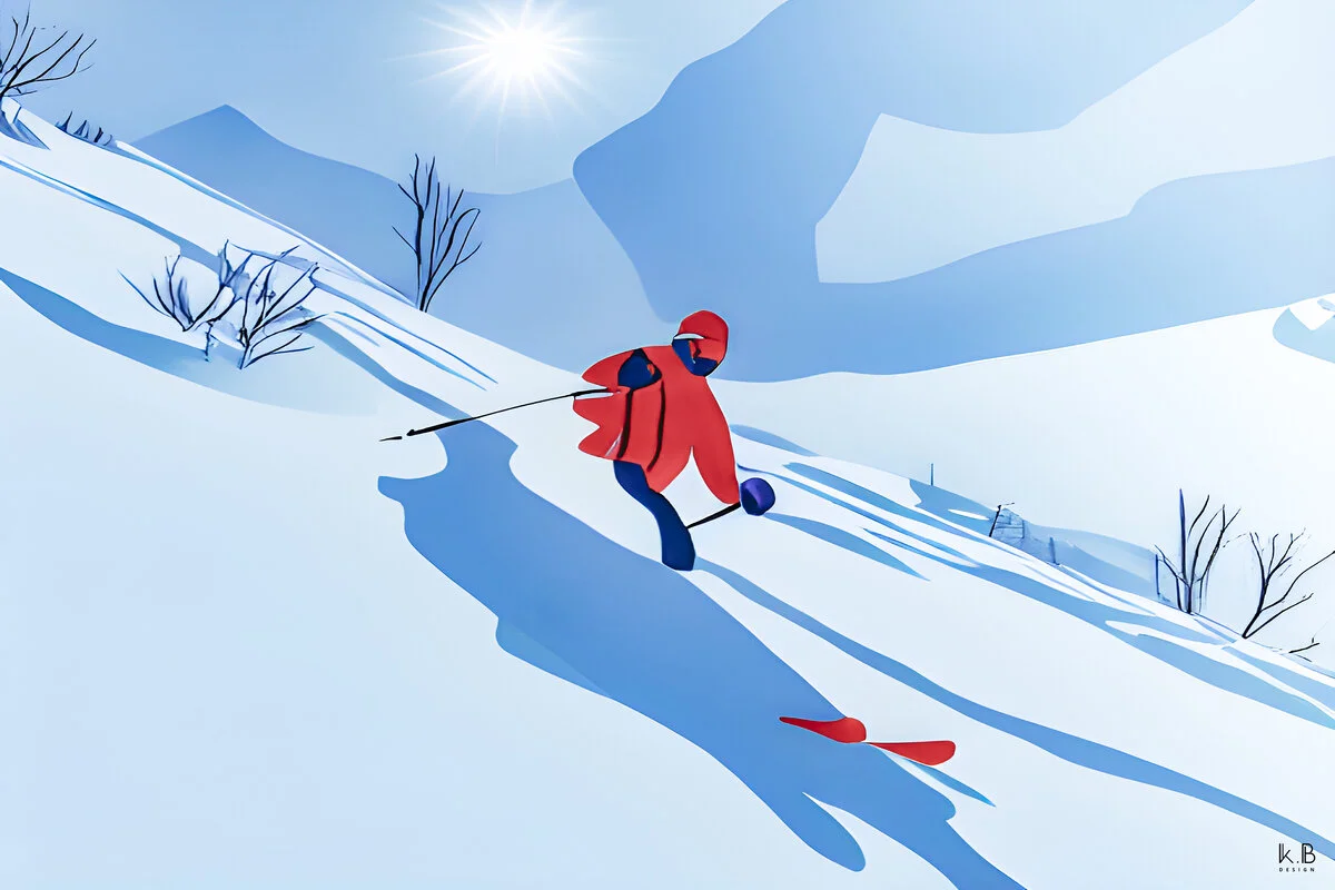 Le skieur artistique — freeride poudreuse soleil, K.B DESIGN